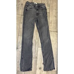Zara Women’s 8 Grey Split Hem Skinny Jeans High Rise Washed Charcoal Denim